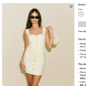 Reformation Brielle Skirt Cream - Size 2